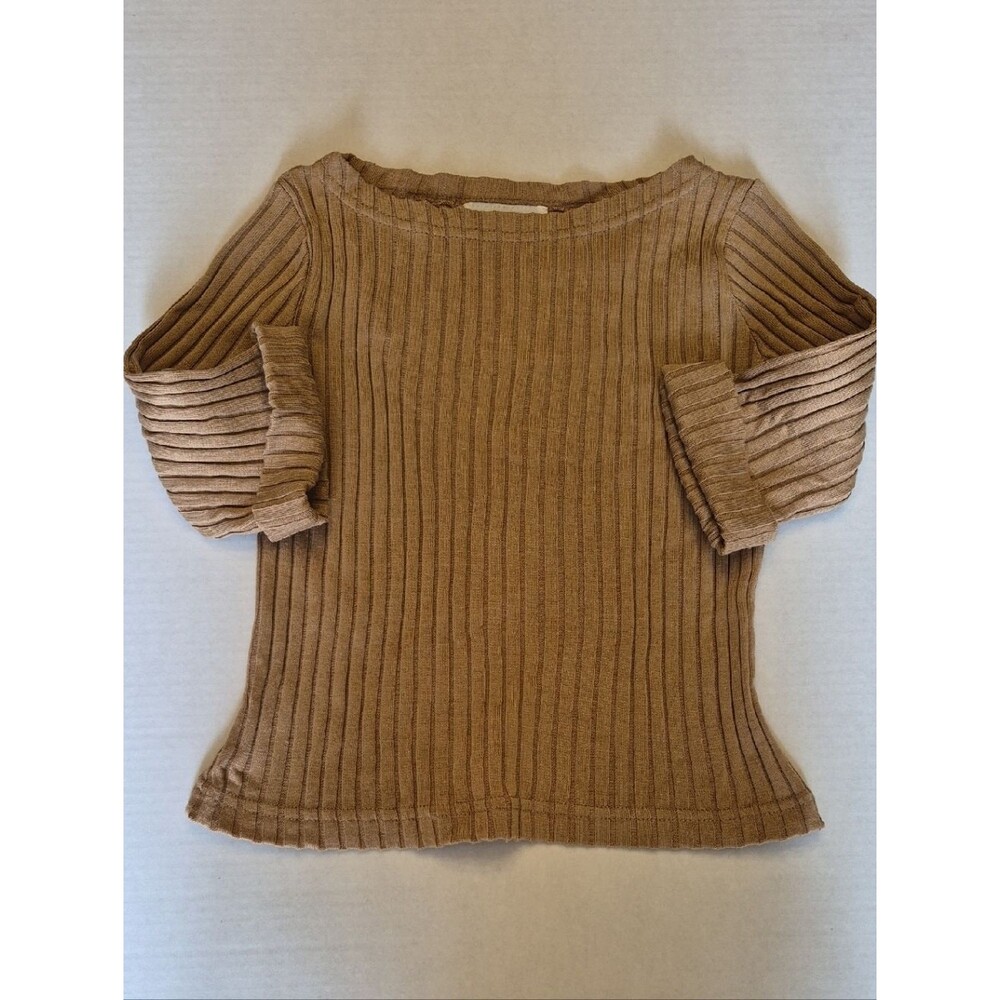 Amy Byer Girls Camel Ribbed Off-Shoulder Sweater - Size XL (16) Brown Knit